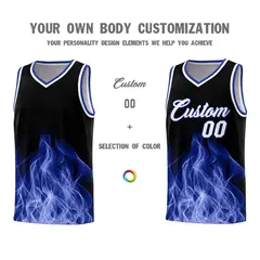 Black Royal Flame Graffiti Pattern Basketball Jersey 3
