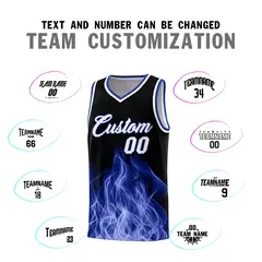 Black Royal Flame Graffiti Pattern Basketball Jersey 4