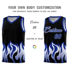 Black Royal Flame Pattern Hem Basketball Jersey 3