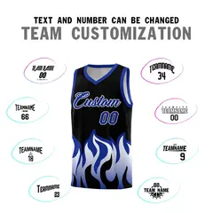 Black Royal Flame Pattern Hem Basketball Jersey 4