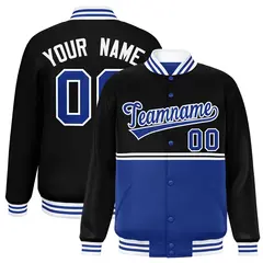 Black Royal Full-Snap Color Block Varsity Letterman Jacket 1