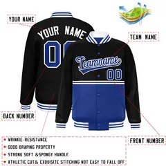 Black Royal Full-Snap Color Block Varsity Letterman Jacket 2