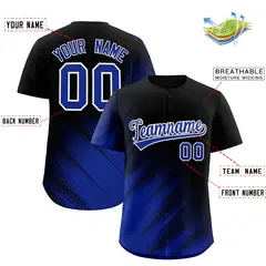 Black Royal Gradient Diagonal Stripe Fashion Baseball Jersey 2