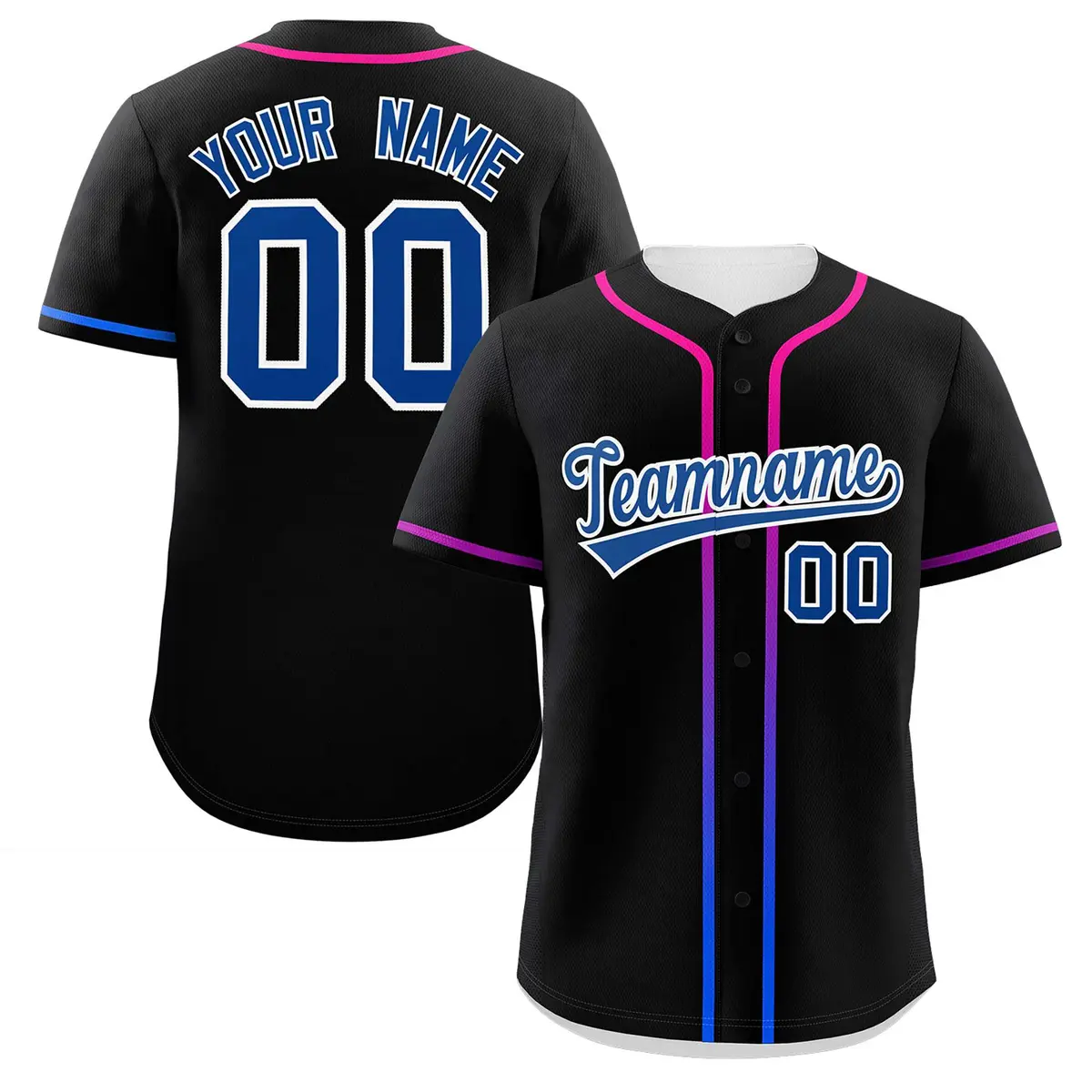 Black Royal Gradient Ribbed Authentic Baseball Jersey