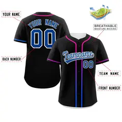 Black Royal Gradient Ribbed Authentic Baseball Jersey 2