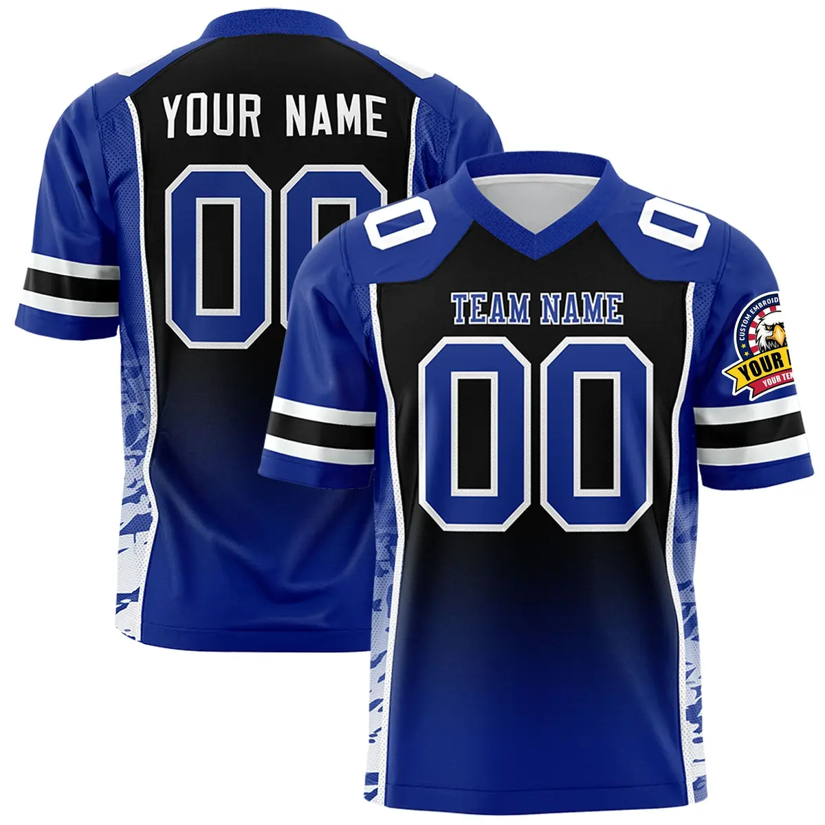 Black Royal Gradient Side Pattern Authentic Football Jersey