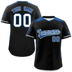 Black Royal Gradient Side Star Pattern Baseball Jersey