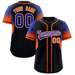 Black Royal Gradient Stripe Fashion Sleeves Baseball Jersey