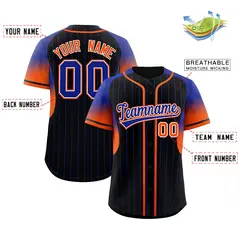 Black Royal Gradient Stripe Fashion Sleeves Baseball Jersey 2