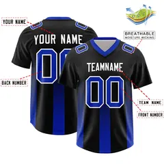 Black Royal Gradient Vertical Stripe Fashion Football Jersey 2