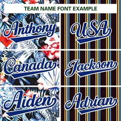 Black Royal Hawaii Tropical Flower Stripe Baseball Jersey 3