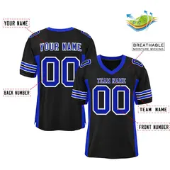 Black Royal Insert Color Mesh Football Jersey 2