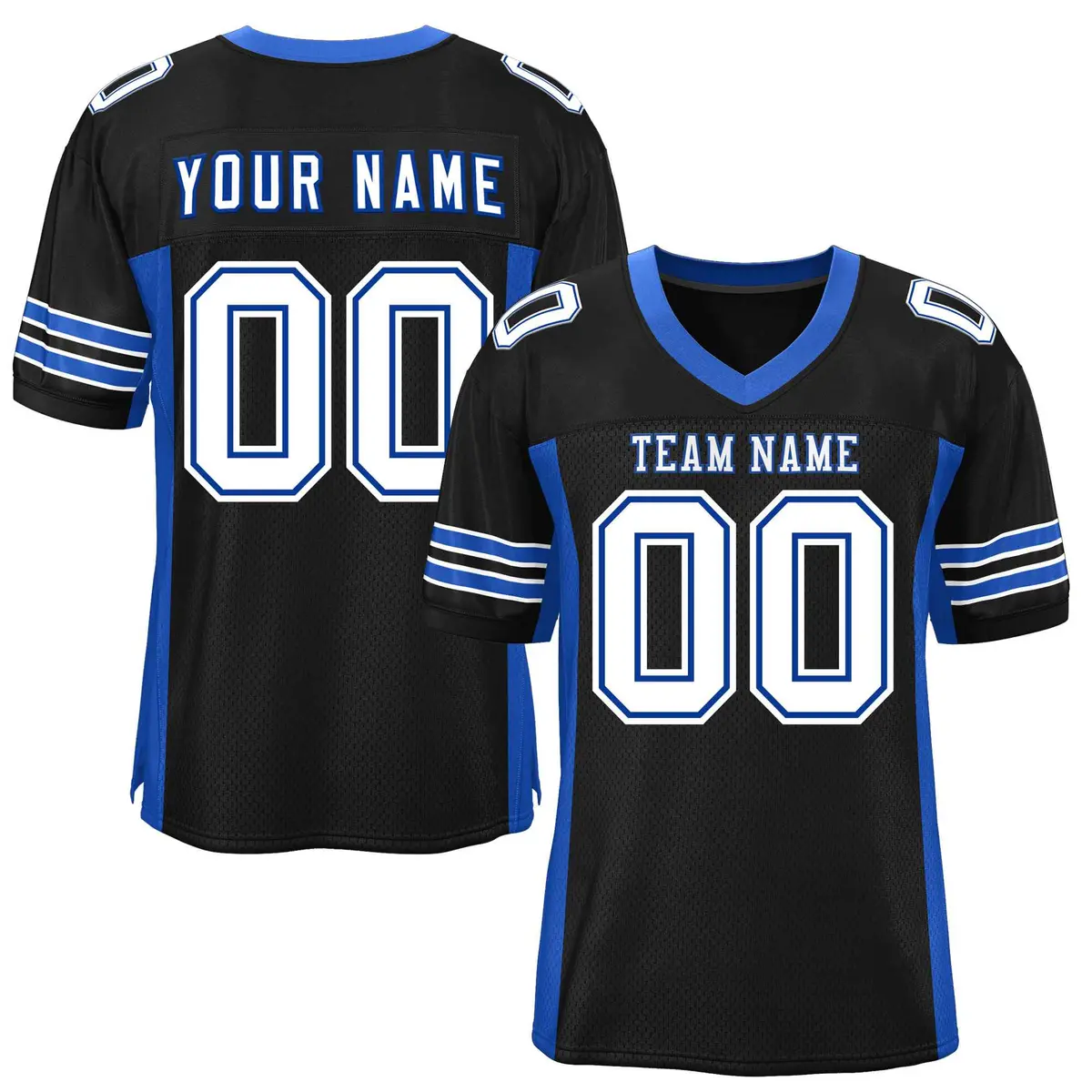 Black Royal Insert Color Mesh Football Jersey