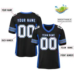 Black Royal Insert Color Mesh Football Jersey 2