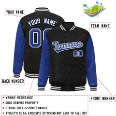 Black Royal L Pattern Raglan Full-Snap Varsity Letterman Jacket 2