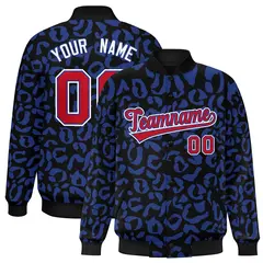 Black Royal Leopard Graffiti Varsity Letterman Baseball Jacket 1