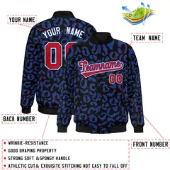 Black Royal Leopard Graffiti Varsity Letterman Baseball Jacket 2