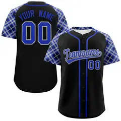 Black Royal Light Gray Raglan Sleeves Baseball Jersey 1