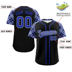 Black Royal Light Gray Raglan Sleeves Baseball Jersey 2