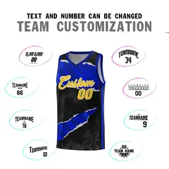 Black Royal-Navy Tear Graffiti Basketball Jersey 4