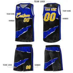 Black Royal-Navy Tear Graffiti Basketball Jersey 5