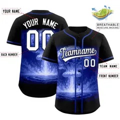 Black Royal Nuclear Blast Graffiti Full Button Baseball Jersey 2