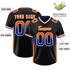 Black Royal Orange Gradient Sides Football Jersey 2