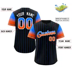 Black Royal Orange-White Stripe Gradient Baseball Jersey 2