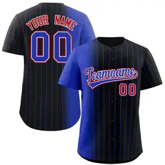 Black Royal Pinstripe Gradient Baseball Jersey 1