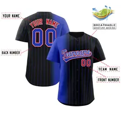 Black Royal Pinstripe Gradient Baseball Jersey 2