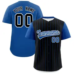 Black Royal Pinstripe Two-Tone Authentic Baseball Jersey 1