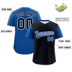 Black Royal Pinstripe Two-Tone Authentic Baseball Jersey 2
