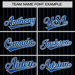 Black Royal Pinstripe Two-Tone Authentic Baseball Jersey 3