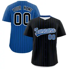 Black Royal Pinstripe Two-Tone Authentic Baseball Jersey 1