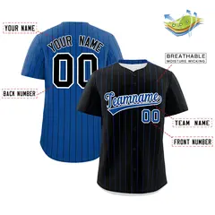 Black Royal Pinstripe Two-Tone Authentic Baseball Jersey 2