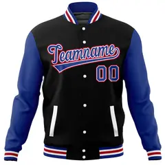 Black Royal Raglan Full-Snap Varsity Letterman Baseball Jacket 5