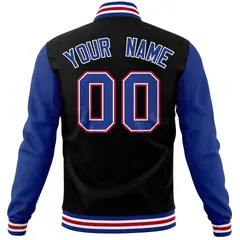 Black Royal Raglan Full-Snap Varsity Letterman Baseball Jacket 6