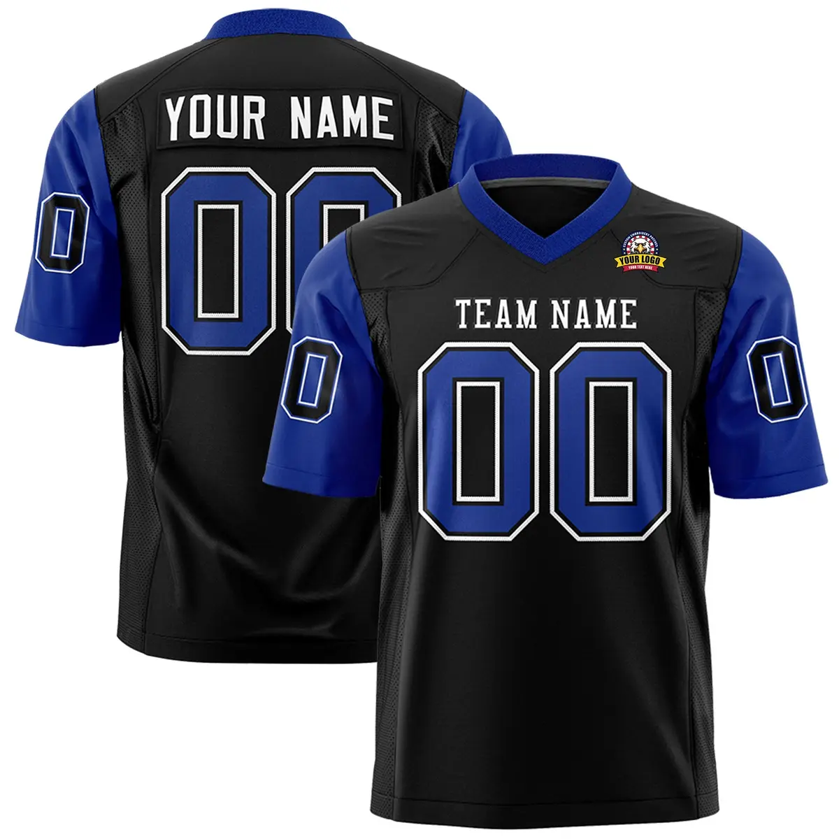 Black Royal Raglan Sleeves Authentic Football Jersey