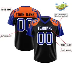 Black Royal Raglan Sleeves Pattern Authentic Football Jersey 2