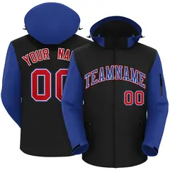 Black Royal-Red Raglan Sleeves Waterproof Jacket