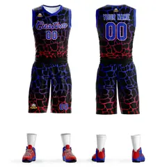 Black Royal-Red Spotted Graffiti Basketball Jersey