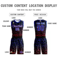 Black Royal-Red Spotted Graffiti Basketball Jersey 3