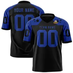 Black Royal Shoulder Star Pattern Flag Football Jersey