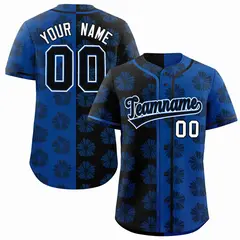 Black Royal Split Flower Graffiti Authentic Baseball Jersey 1
