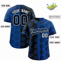 Black Royal Split Flower Graffiti Authentic Baseball Jersey 2
