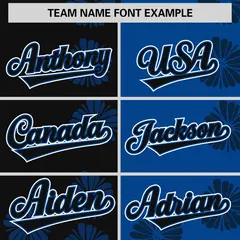 Black Royal Split Flower Graffiti Authentic Baseball Jersey 3