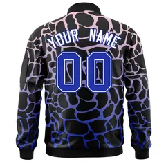 Black Royal Spotted Full-Zip Varsity Letterman Bomber Jacket 4