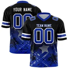 Black Royal Star Gradient Flag Football Jersey