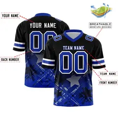 Black Royal Star Gradient Flag Football Jersey 2