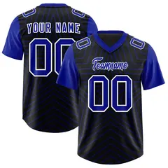 Black Royal Star Pattern Raglan Football Jersey